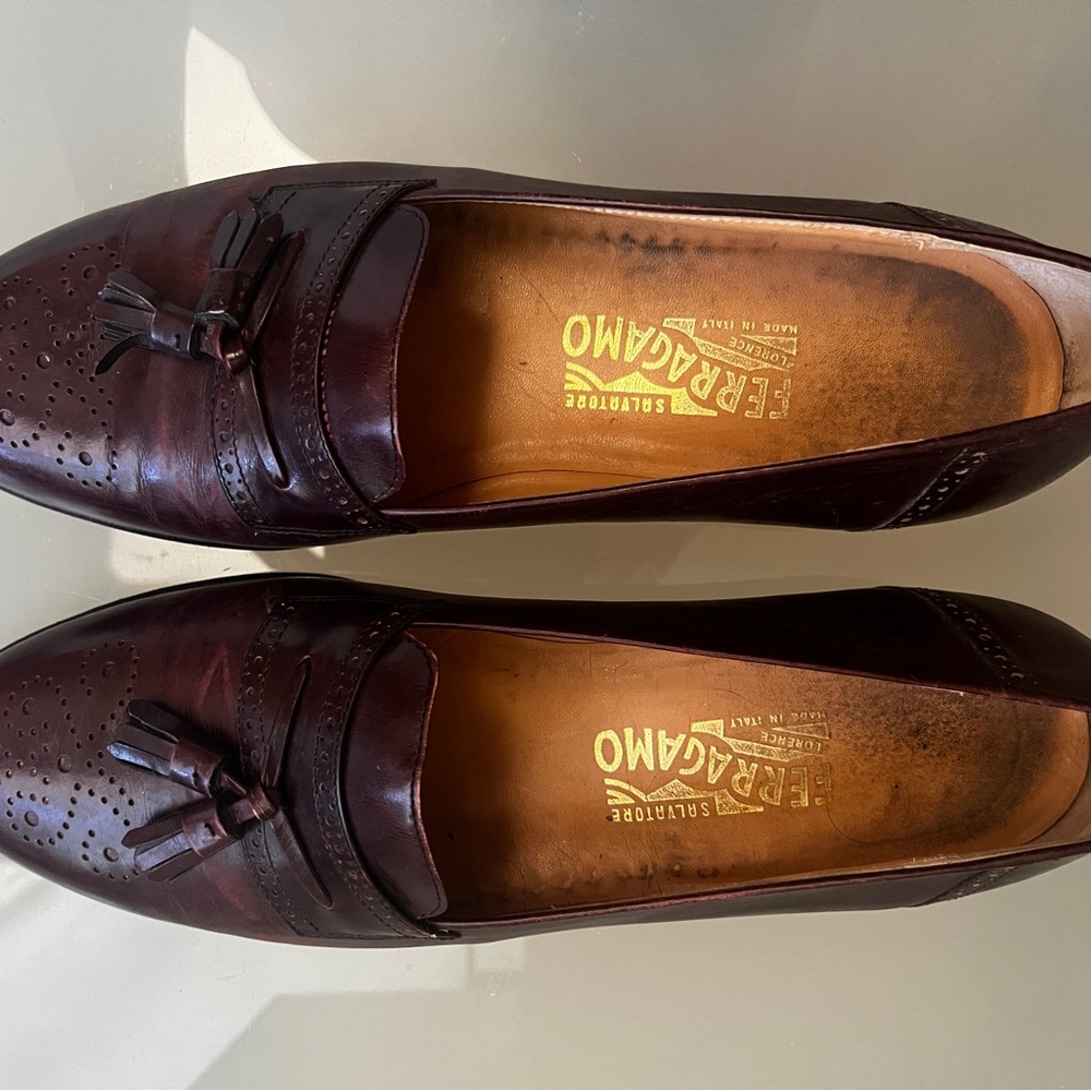Salvatore Ferragamo Men's Burgundy Leather Loafers